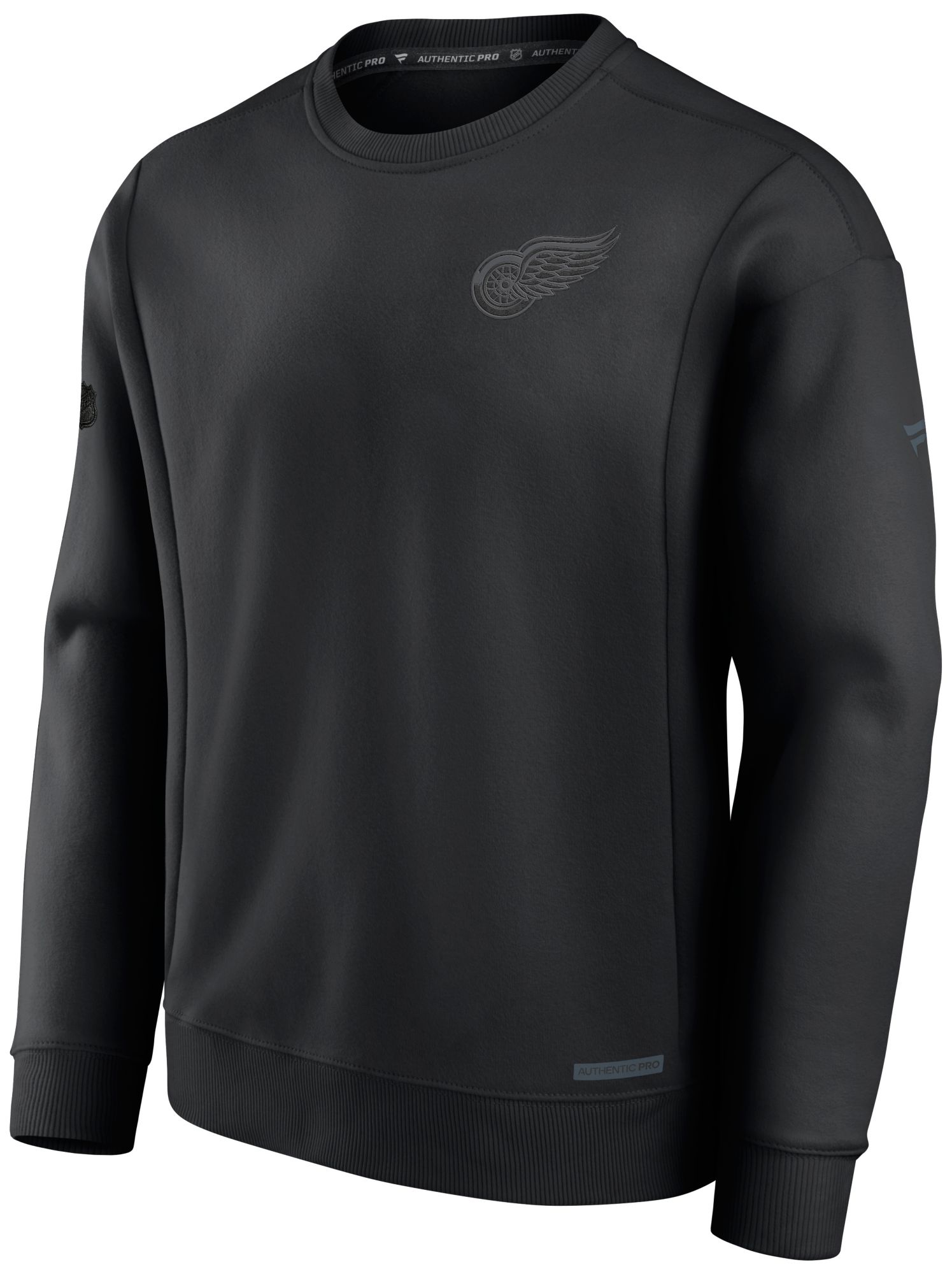 NHL Adult Detroit Red Wings 2024 Authentic Pro Road Black Crew Sweatshirt