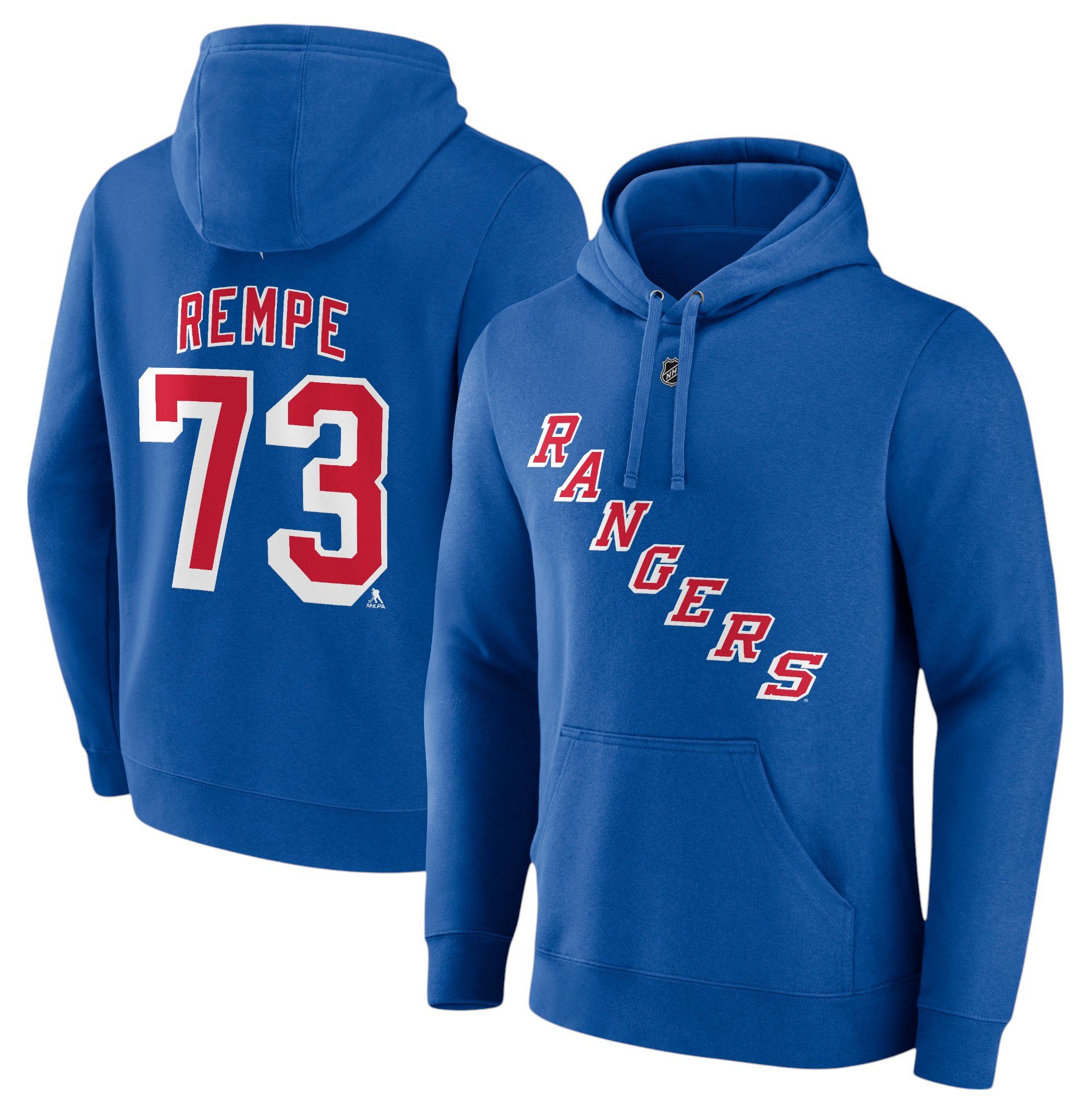 NHL Men's New York Rangers Matt Rempe #73 Blue Pullover Hoodie