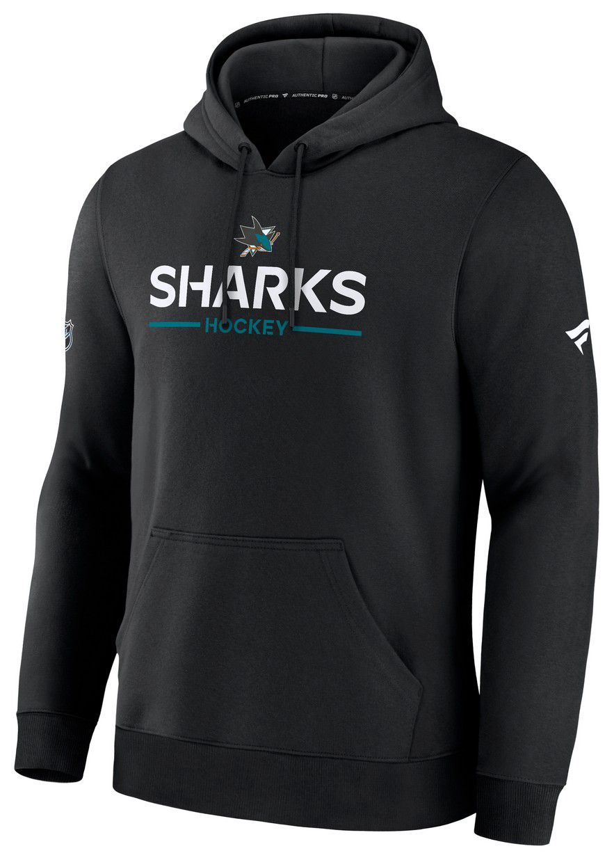 NHL Men's San Jose Sharks Black Authentic Pro Rink Pullover Hoodie