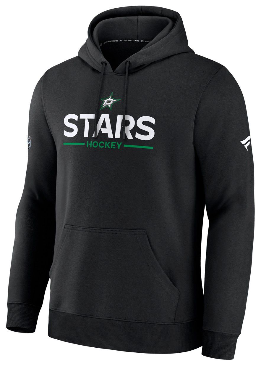 NHL Men's Dallas Stars Black Authentic Pro Rink Pullover Hoodie