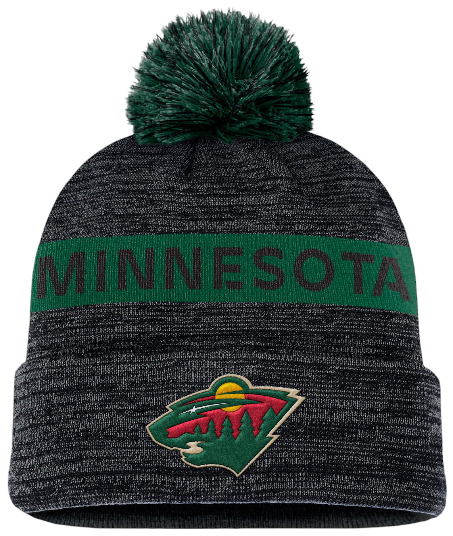 NHL Adult Minnesota Wild 2024 Authentic Pro Pom Beanie