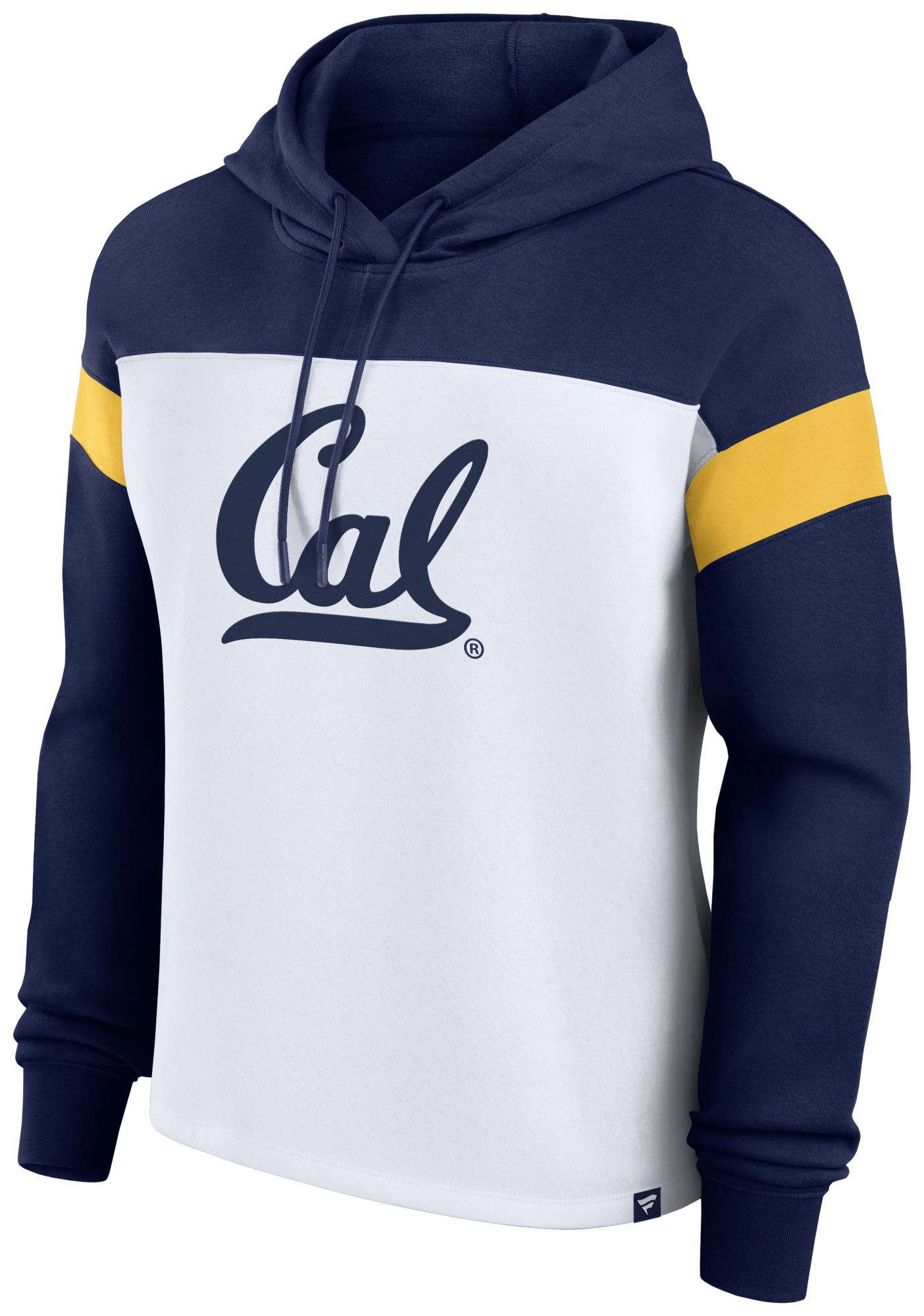 NCAA Women's Cal Golden Bears White Print Logo Colorblock Pullover Hoodie
