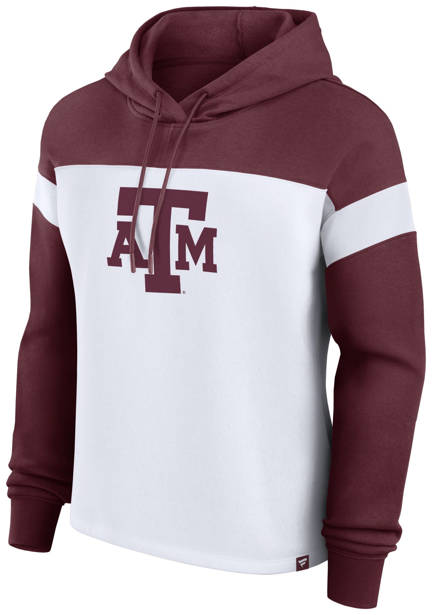 NCAA Women's Texas A&M Aggies White Print Logo Colorblock Pullover Hoodie
