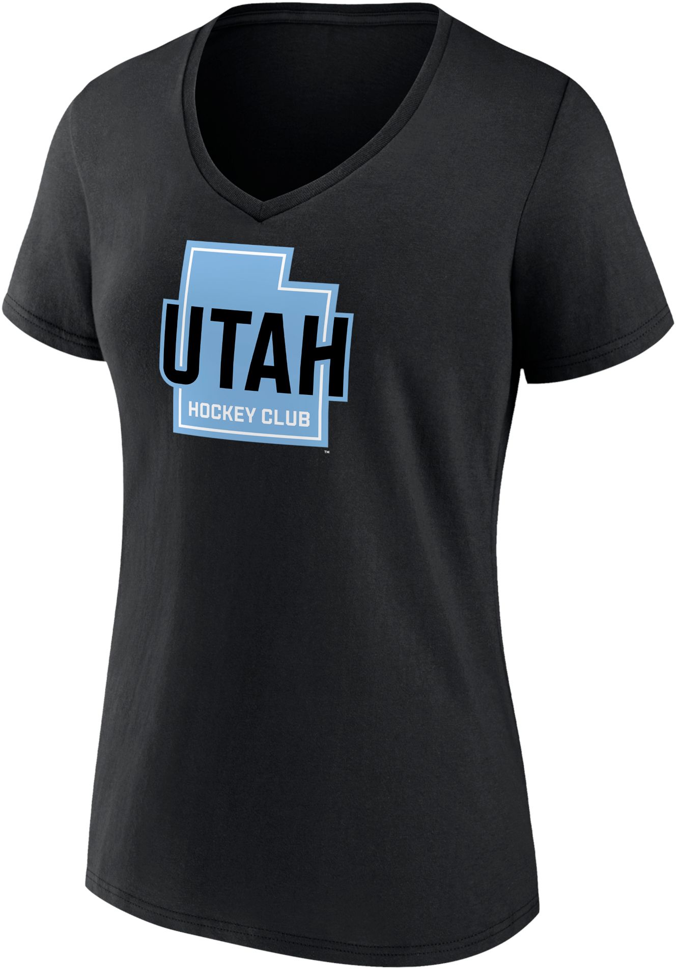 NHL Women's Utah Hockey Club State Outline Black V-Neck T-Shirt