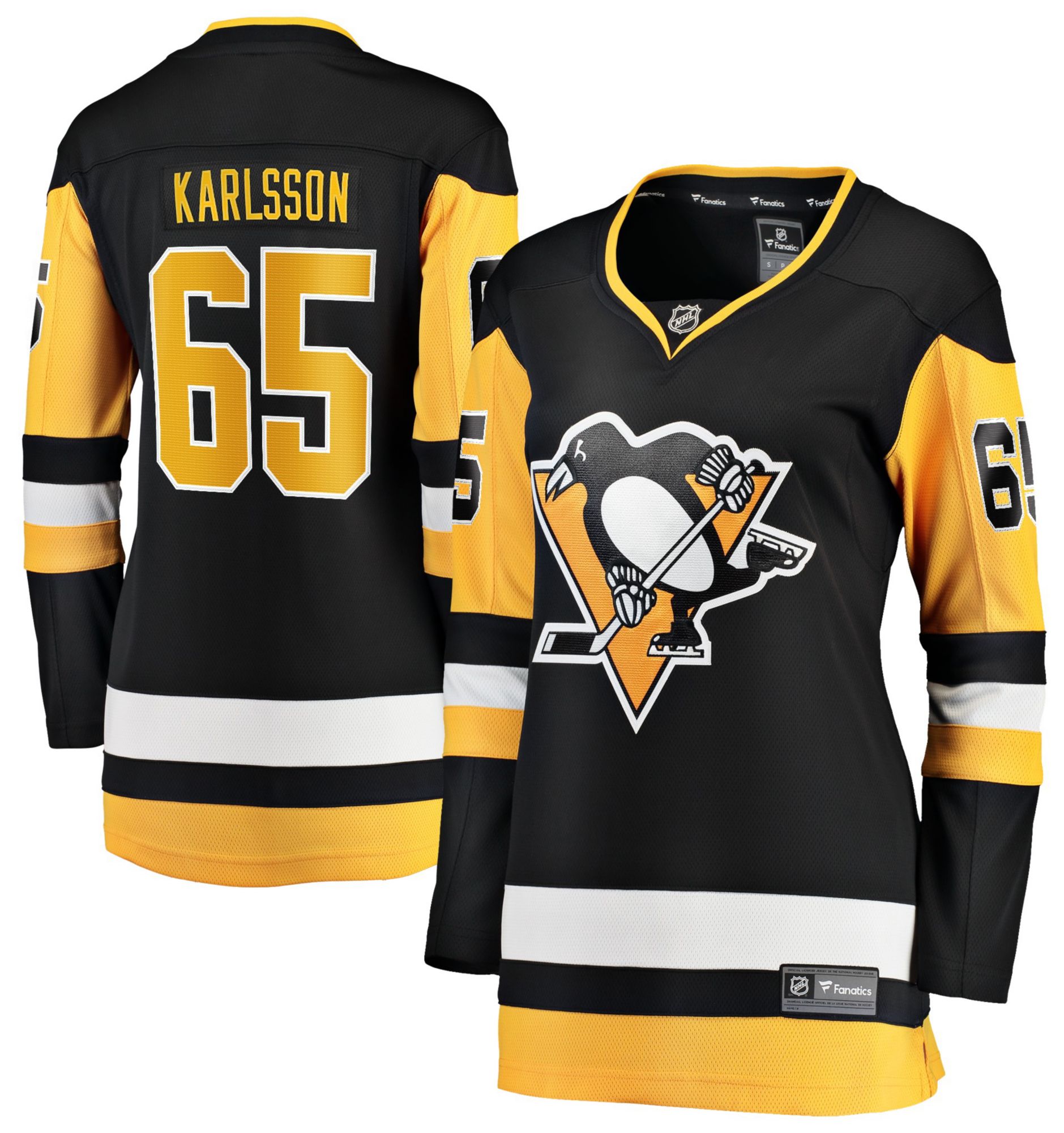 NHL Women's Pittsburgh Penguins Erik Karlsson #65 Home Breakaway Replica Jersey