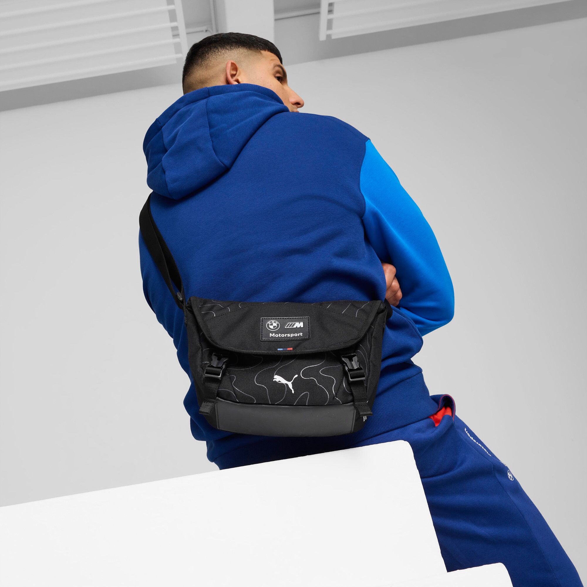 Puma Unisex BMW Formula 1 Racing Black Statement Messenger Bag