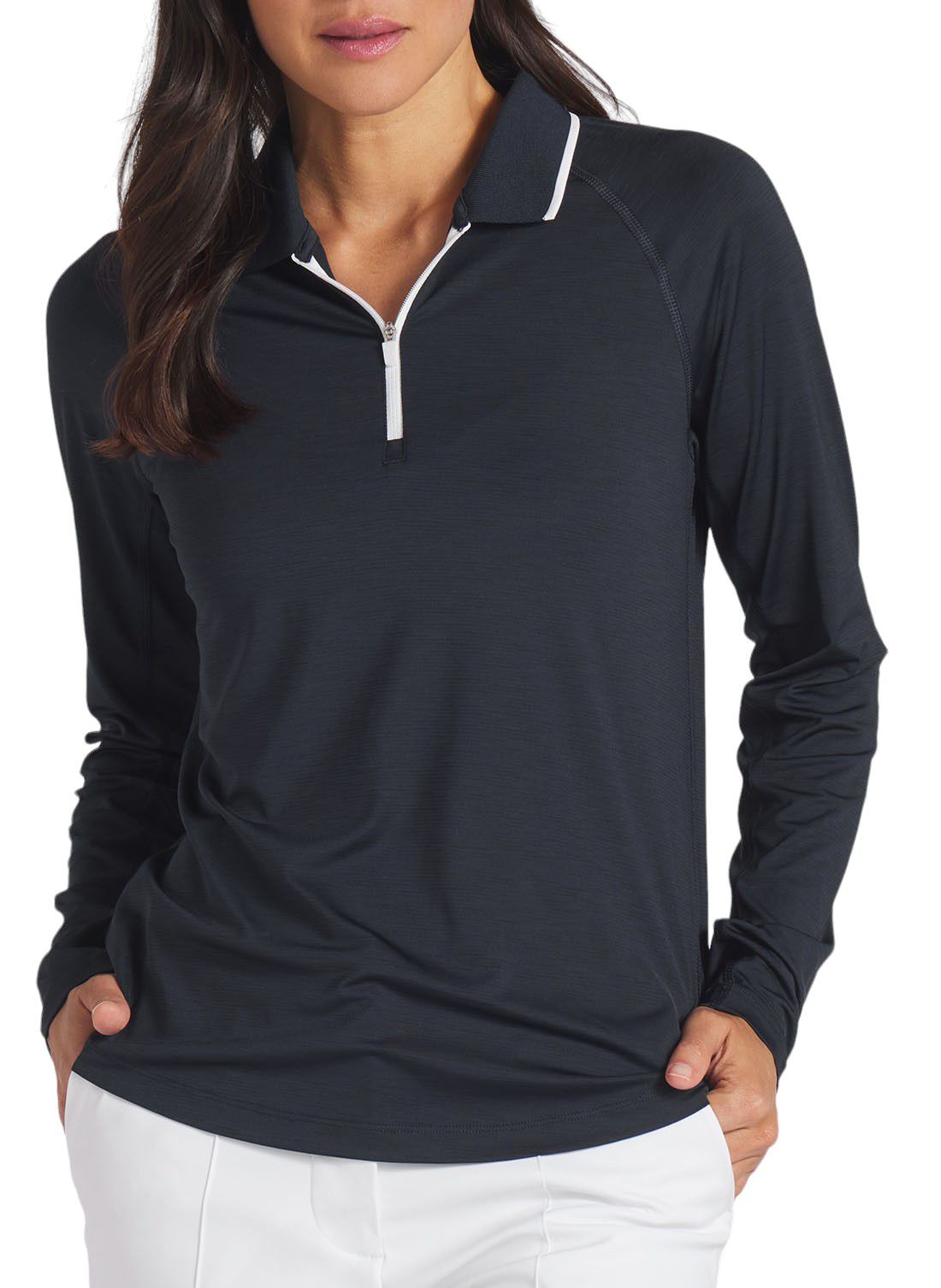 PUMA Women's YouV Long Sleeve 1/4 Zip Golf Polo