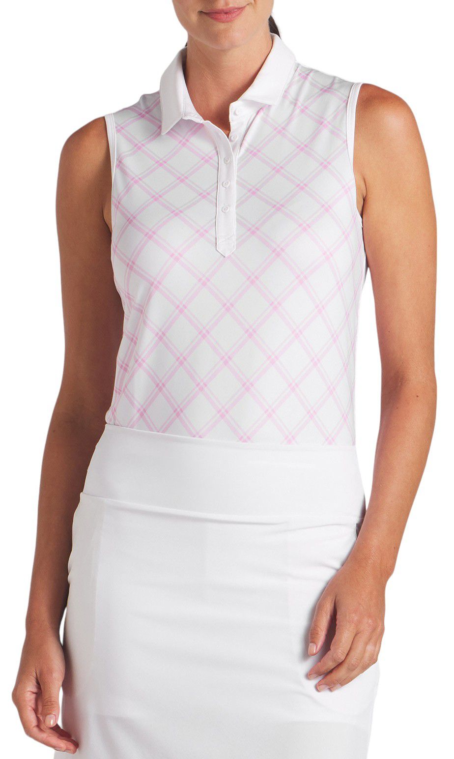 PUMA Women's CLOUDSPUN Plaid Sleeveless Polo