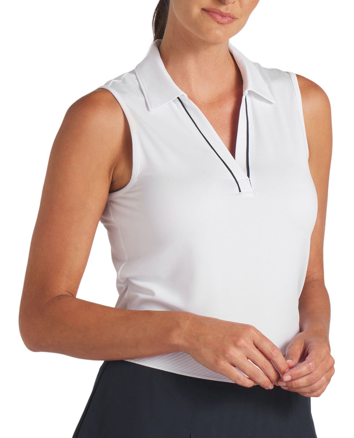 PUMA Women's CLOUDSPUN Piped Sleeveless Golf Polo