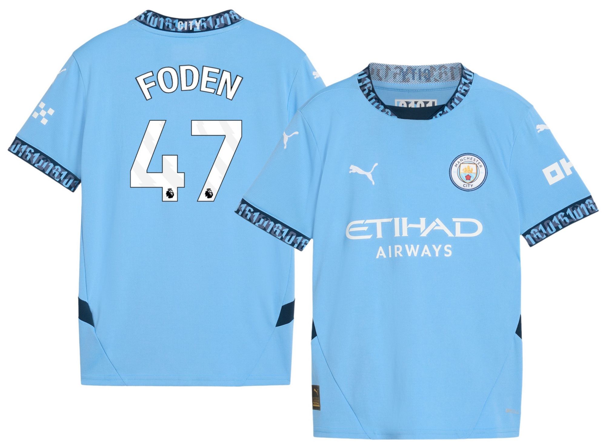 PUMA Youth Manchester City Phil Foden #47 2024-2025 Home Replica Jersey