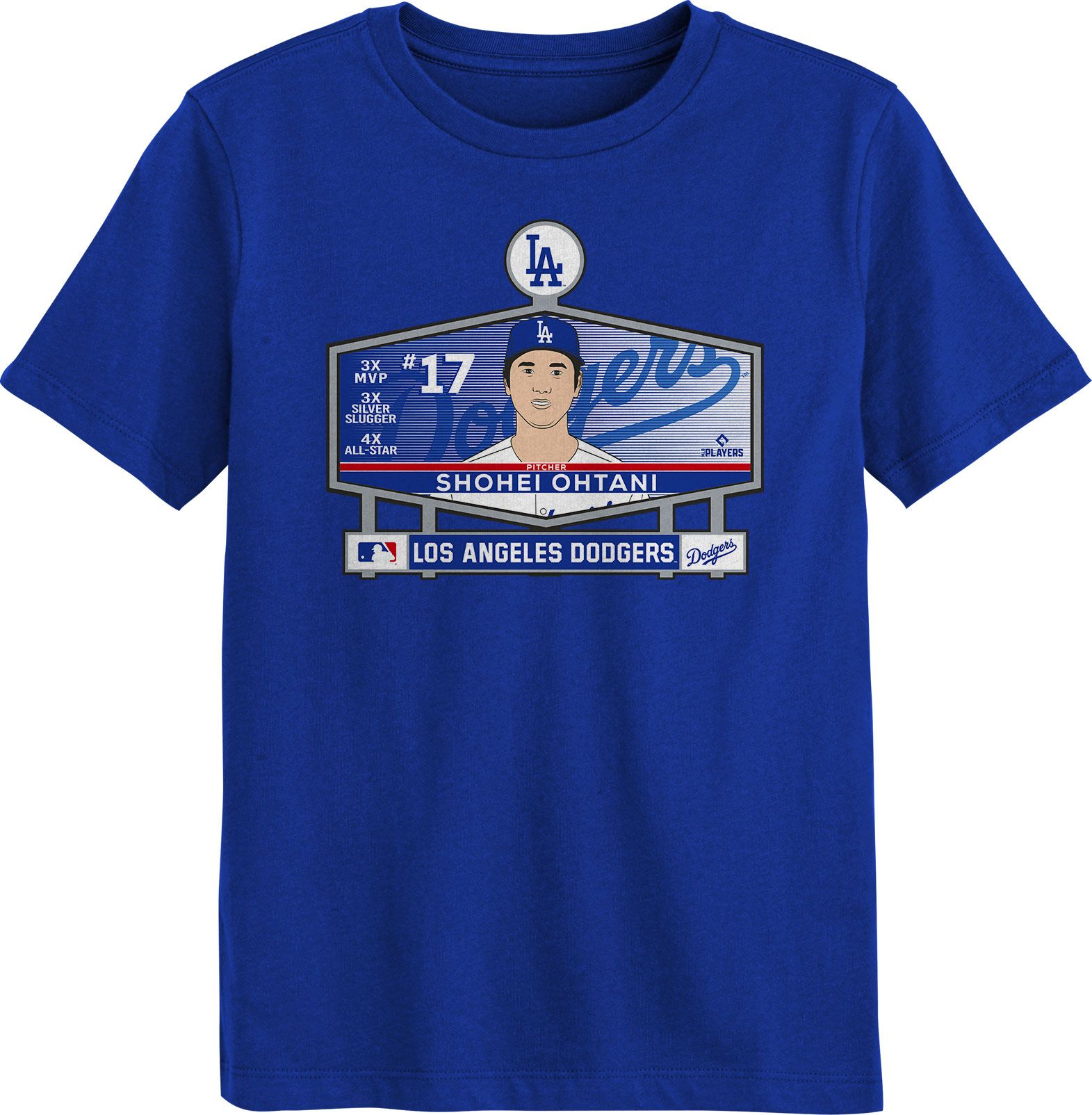 MLB Team Apparel Boys' Los Angeles Dodgers Shohei Ohtani Royal Jumbotron T-Shirt
