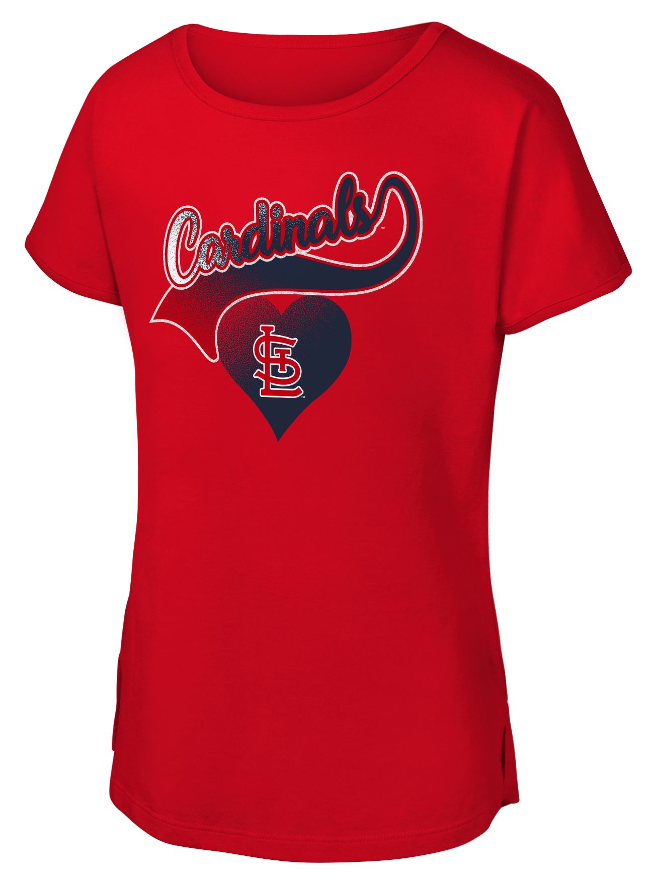 MLB Team Apparel Girls' St. Louis Cardinals Red Luv Dolman T-Shirt
