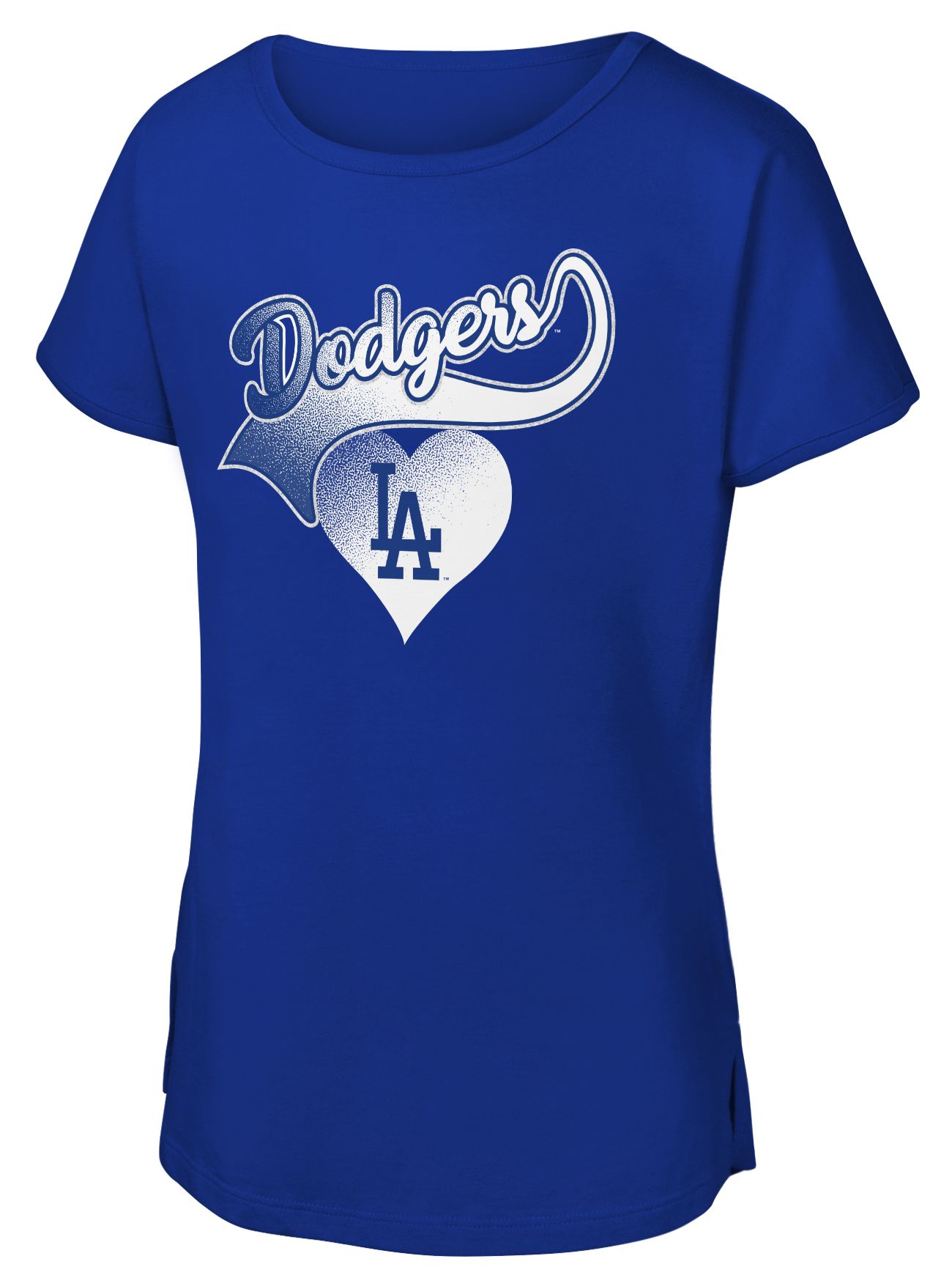 MLB Team Apparel Girls' Los Angeles Dodgers Royal Luv Dolman T-Shirt