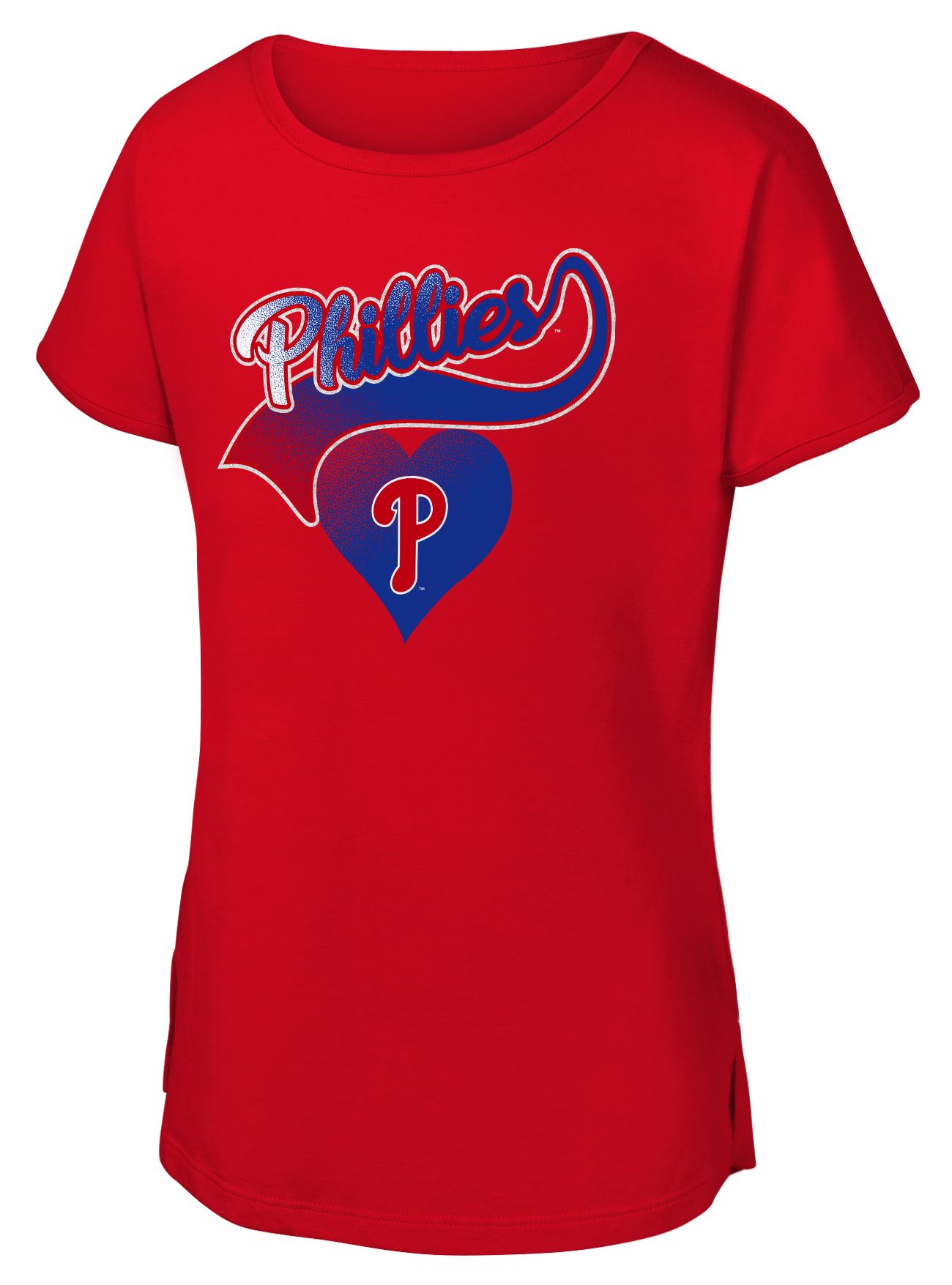 MLB Team Apparel Girls' Philadelphia Phillies Red Luv Dolman T-Shirt