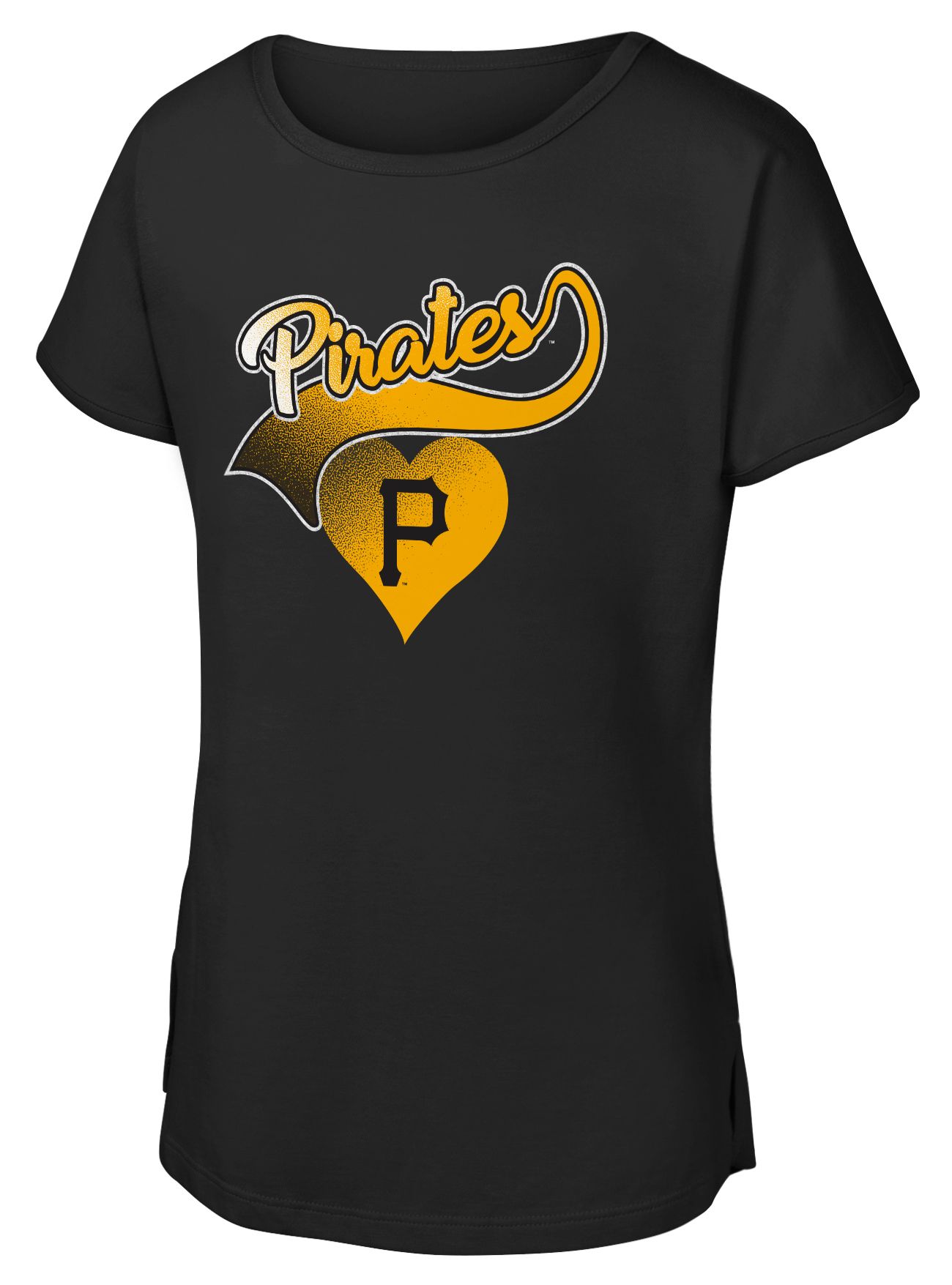 MLB Team Apparel Girls' Pittsburgh Pirates Black Luv Dolman T-Shirt