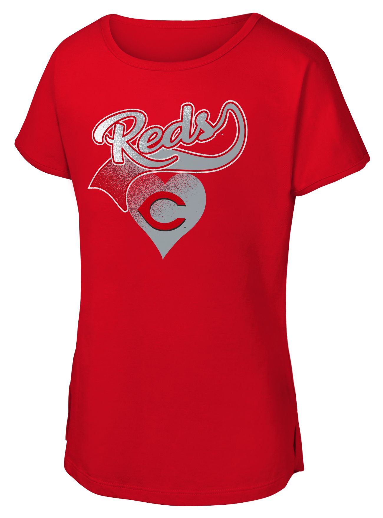 MLB Team Apparel Girls' Cincinnati Reds Red Luv Dolman T-Shirt