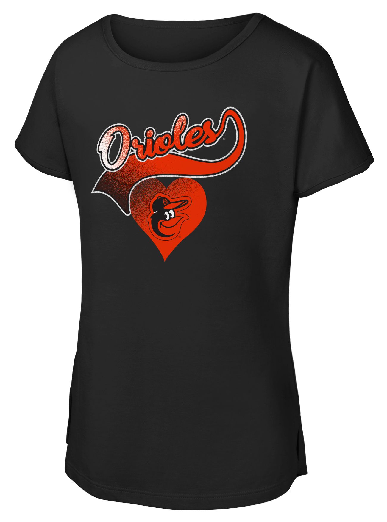 MLB Team Apparel Girls' Baltimore Orioles Black Luv Dolman T-Shirt