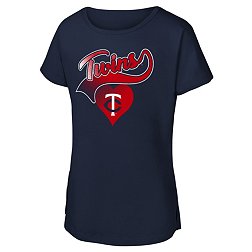 MLB Team Apparel Girls' Minnesota Twins Navy Luv Dolman T-Shirt