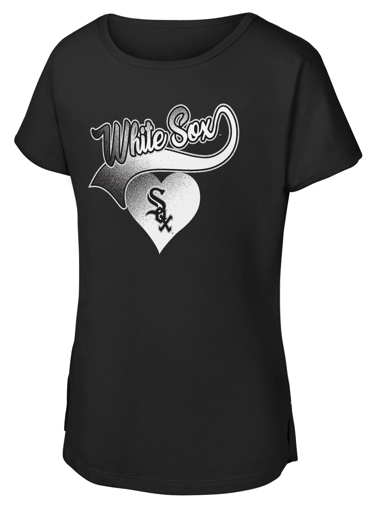 MLB Team Apparel Girls' Chicago White Sox Black Luv Dolman T-Shirt