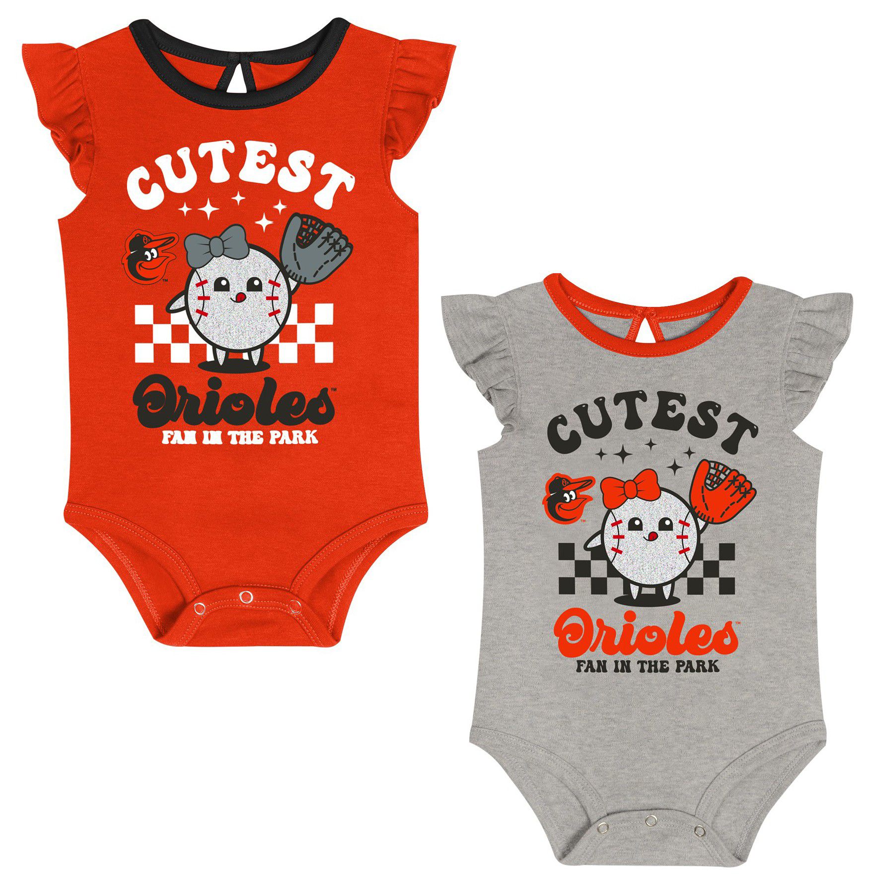 MLB Team Apparel Infant Baltimore Orioles Assorted Team Colors 2 Pack Creeper Set