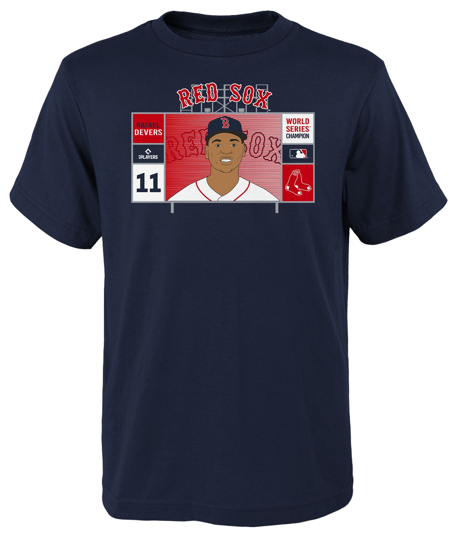 MLB Team Apparel Youth Boston Red Sox Rafael Devers Navy Jumbotron T-Shirt