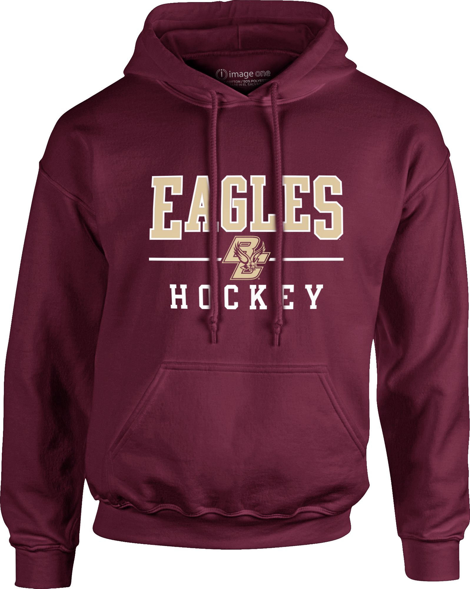 Image One Men's Boston College Eagles Maroon Hockey Line Fleece Pullover Hoodie