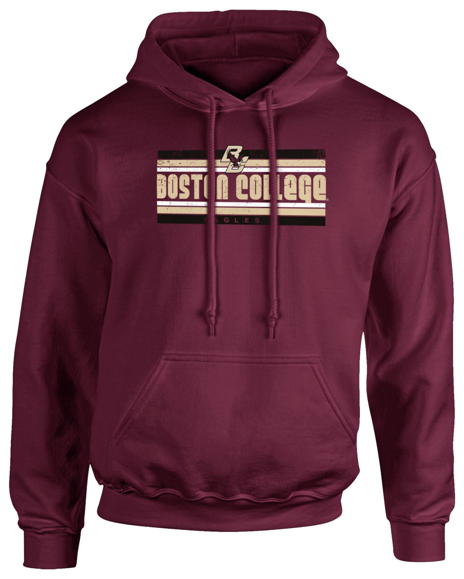 Image One Men's Boston College Eagles Maroon Color Stripe Campus Pullover Hoodie