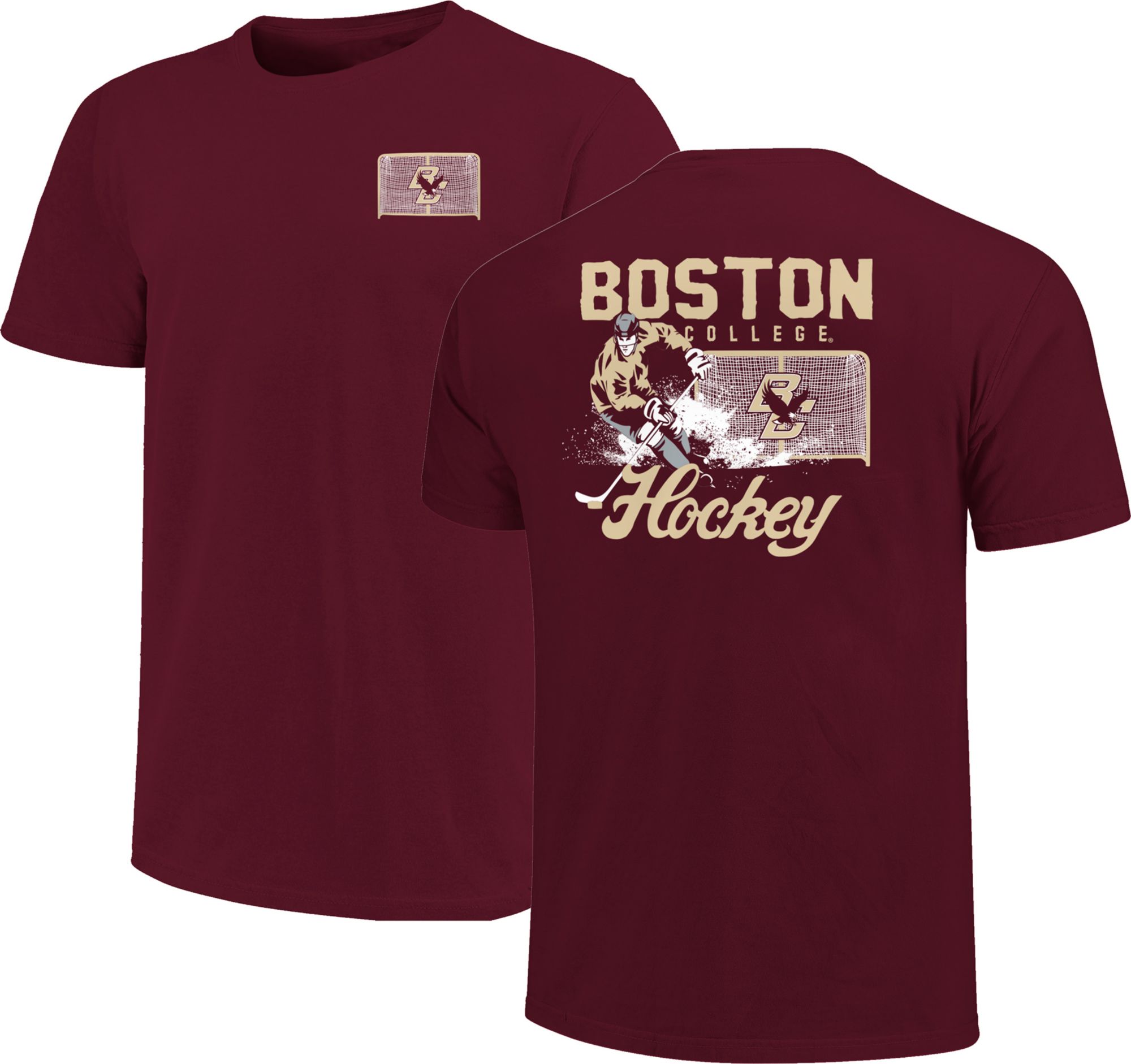 Image One Men's Boston College Eagles Maroon Vintage Hockey T-Shirt