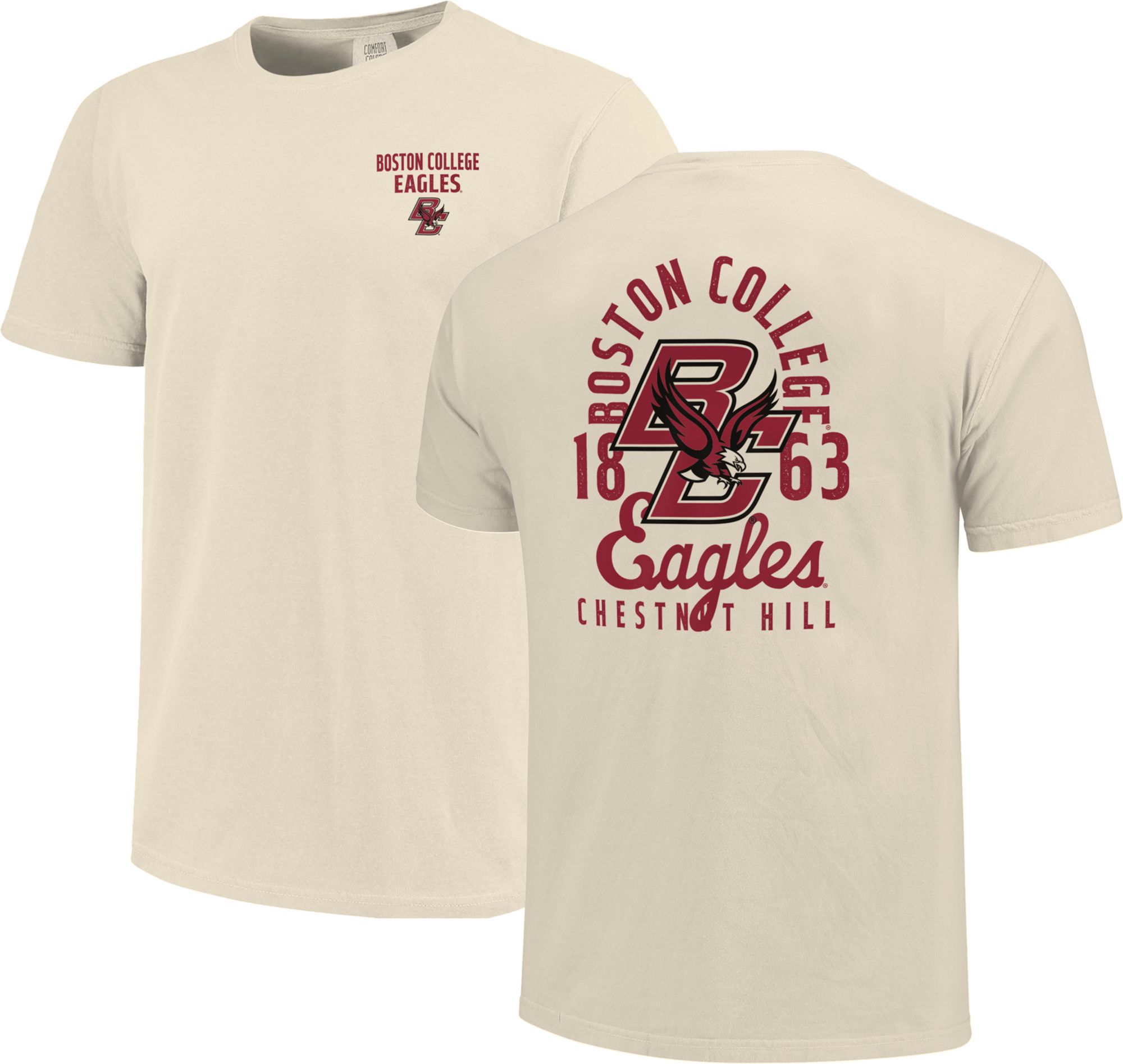 Image One Men's Boston College Eagles Ivory Mascot T-Shirt