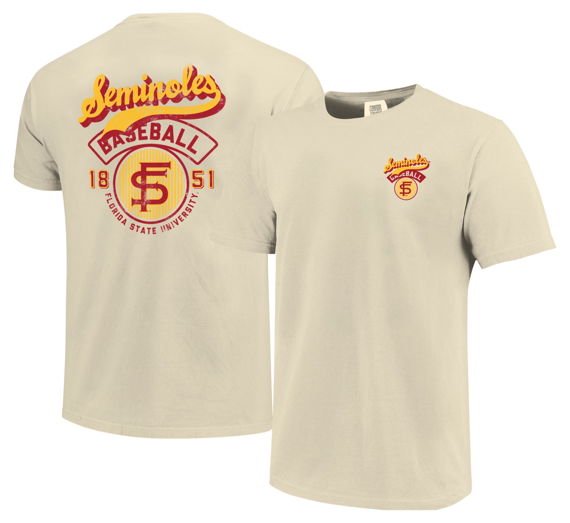 Image One Men's Florida State Seminoles Ivory Baseball T-Shirt