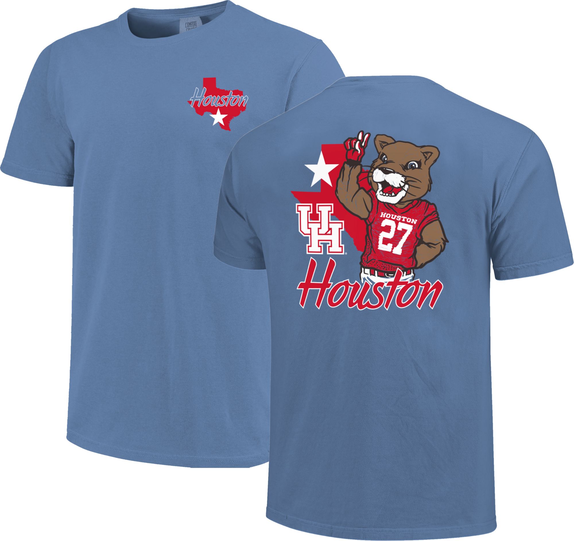 Image One Men's Houston Cougars Houston Blue Mascot T-Shirt