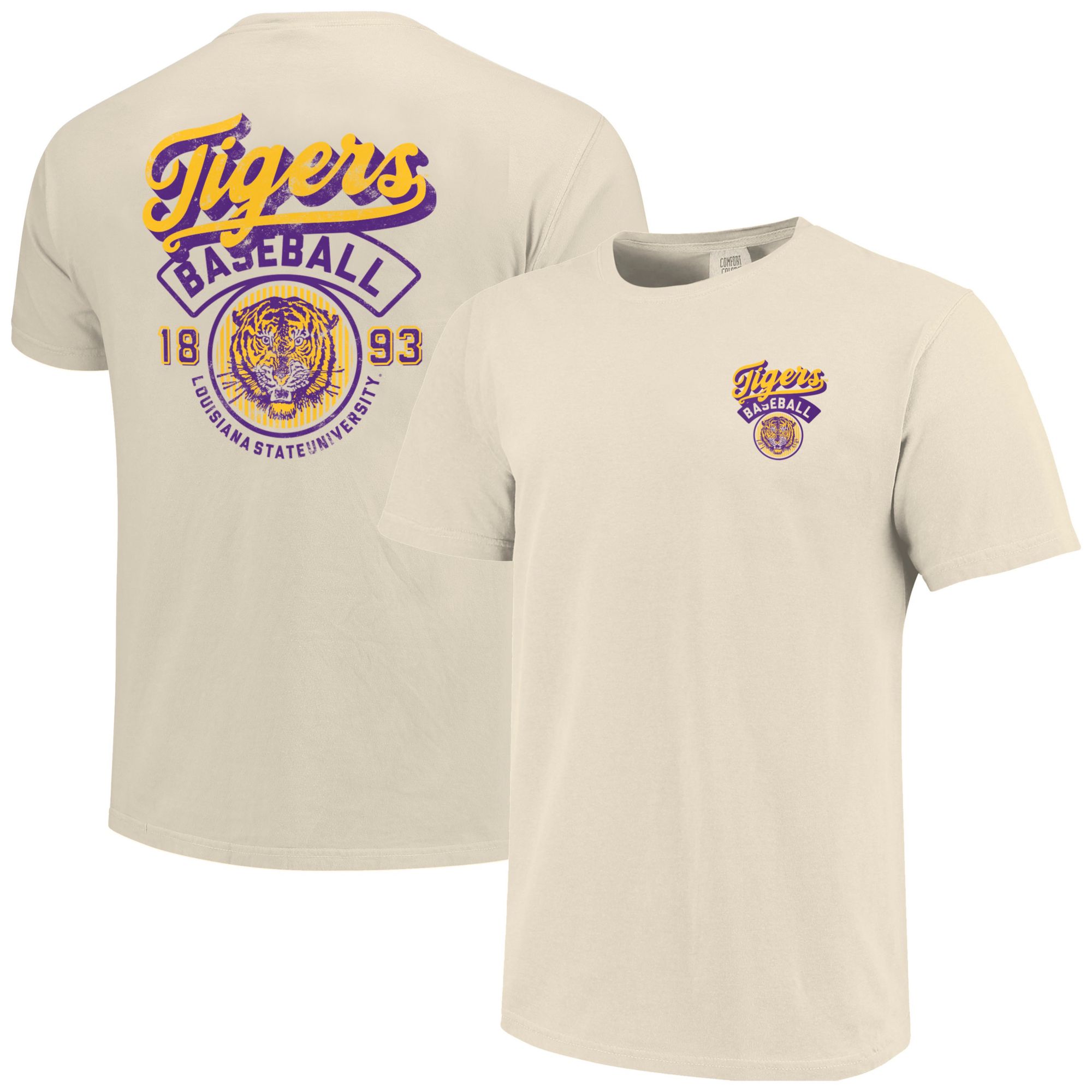 Image One Men's LSU Tigers Ivory Baseball Logo T-Shirt