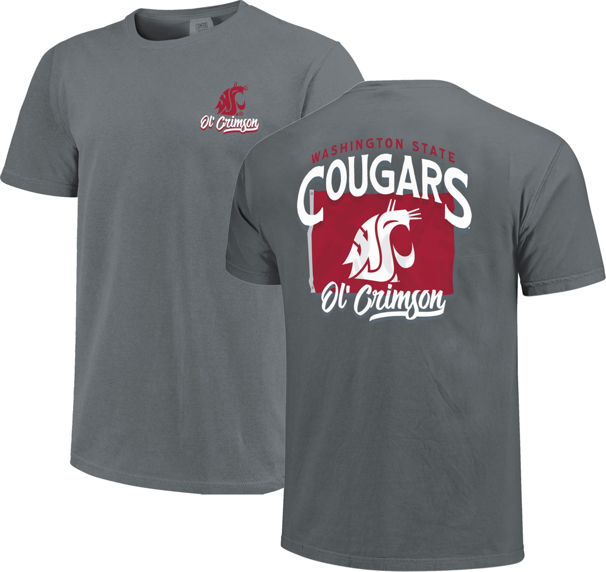 Image One Men's Washington State Cougars Grey Arch Wordmark Flag T-Shirt