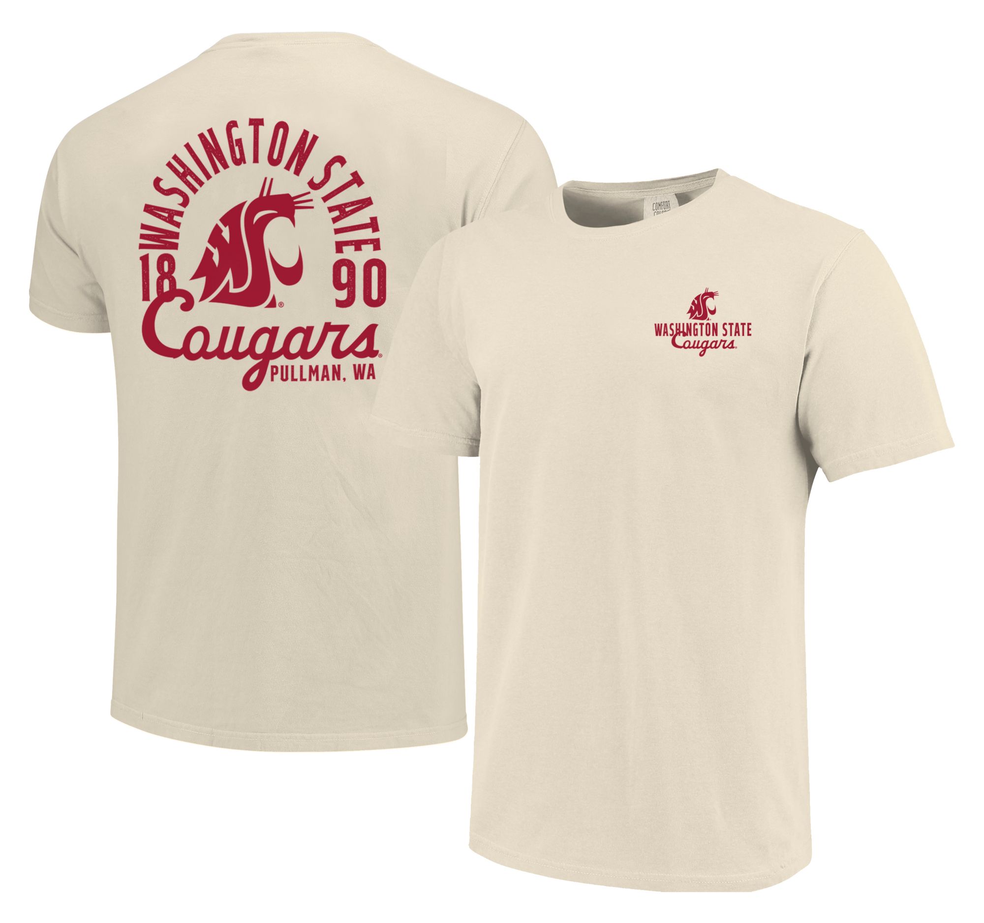 Image One Men's Washington State Cougars Ivory Mascot Overlay T-Shirt