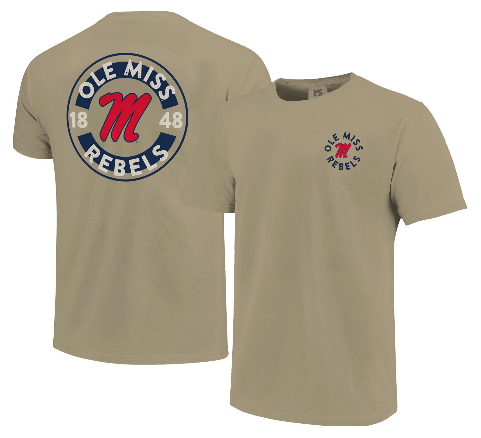 Image One Men's Ole Miss Rebels Khaki Mascot Circle T-Shirt