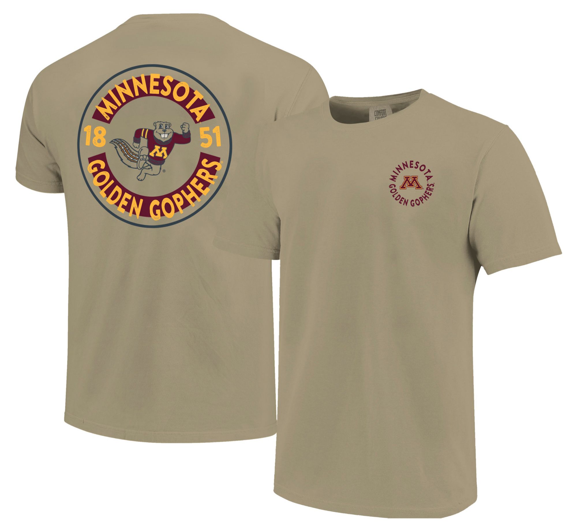 Image One Men's Minnesota Golden Gophers Khaki Mascot Circle T-Shirt