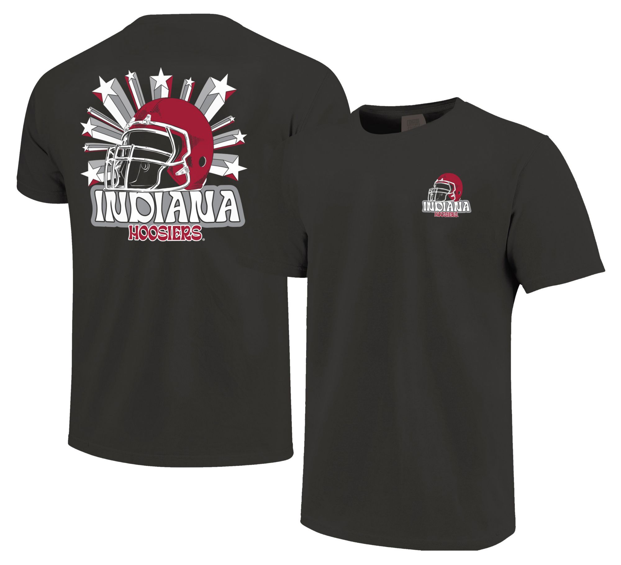 Image One Men's Indiana Hoosiers Grey Helmet Star T-Shirt