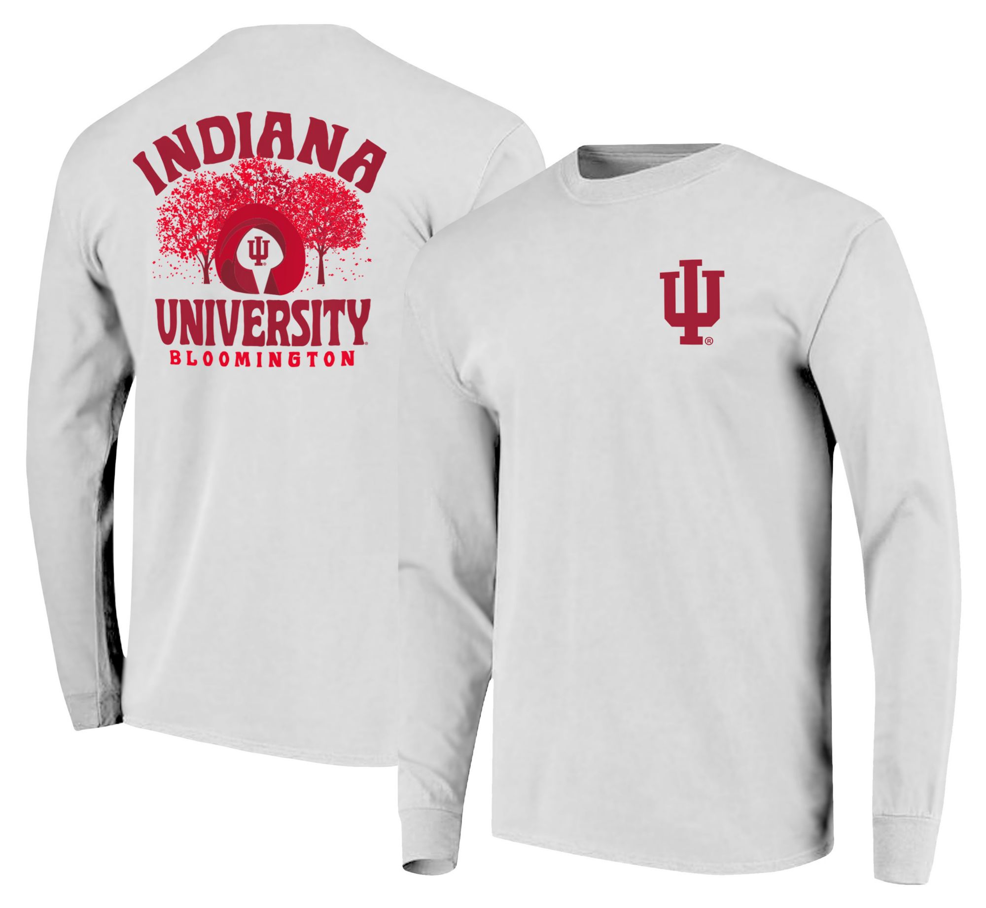 Image One Men's Indiana Hoosiers White Campus Long Sleeve T-Shirt