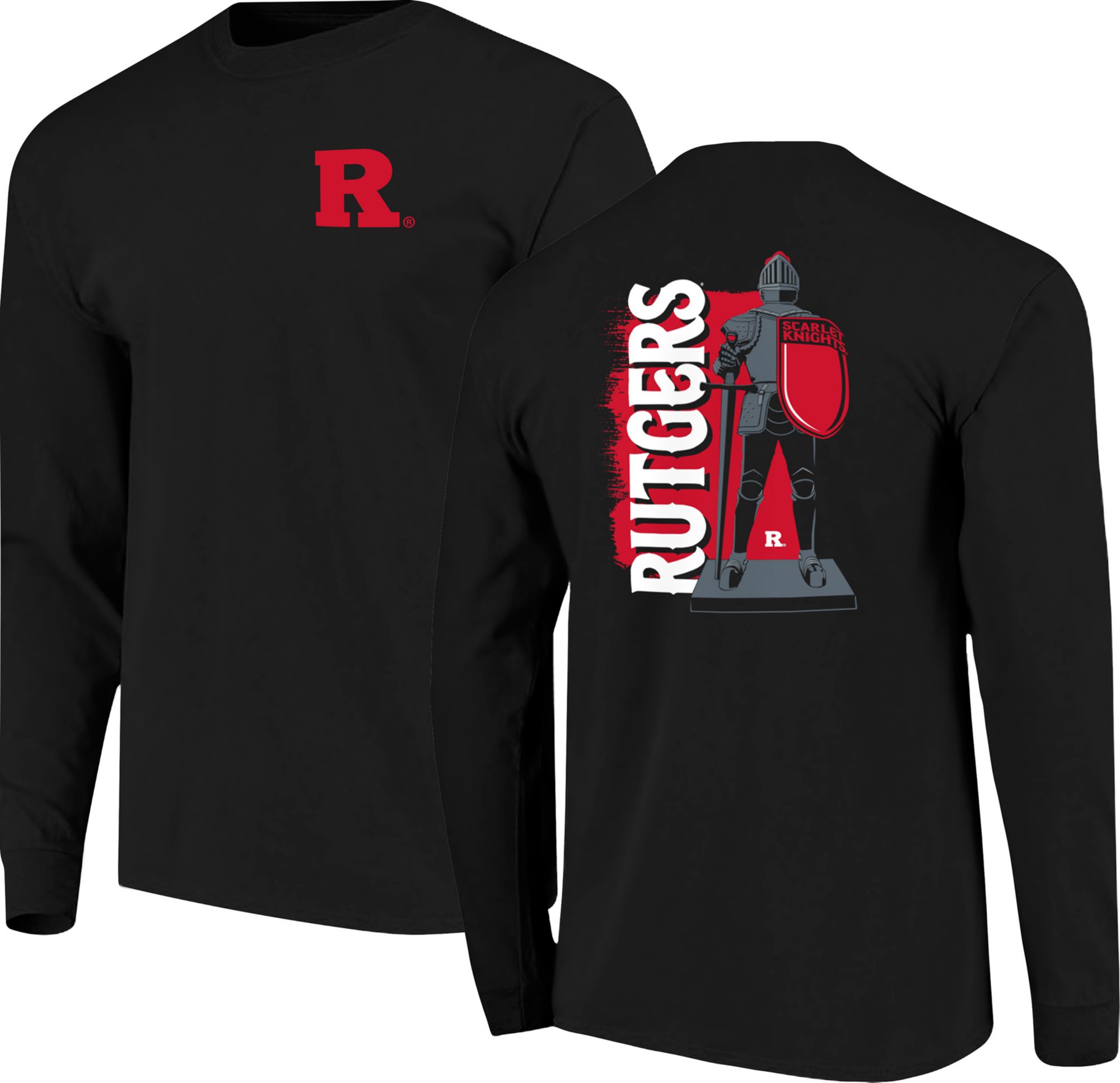 Image One Men's Rutgers Scarlet Knights Black Scarlet Knight Long Sleeve T-Shirt