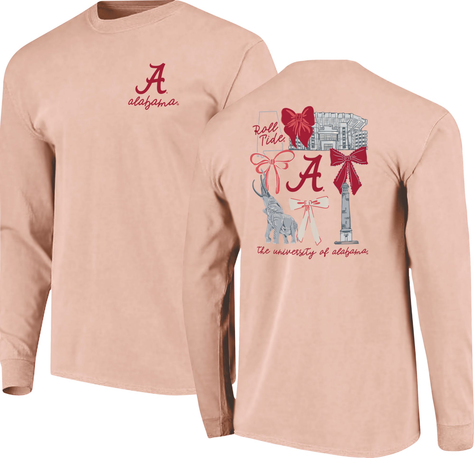 Image One Women's Alabama Crimson Tide Peach Coquette Long Sleeve T-Shirt