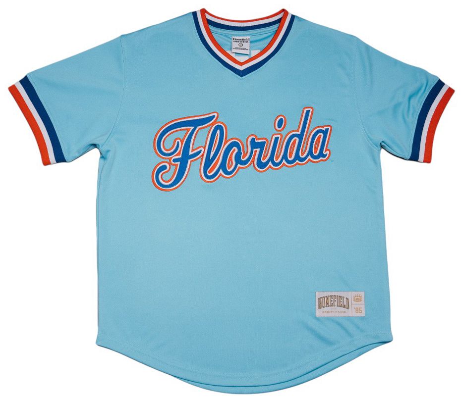 Homefield Adult Florida Gators Sky Blue Baseball Pullover V-Neck Jersey