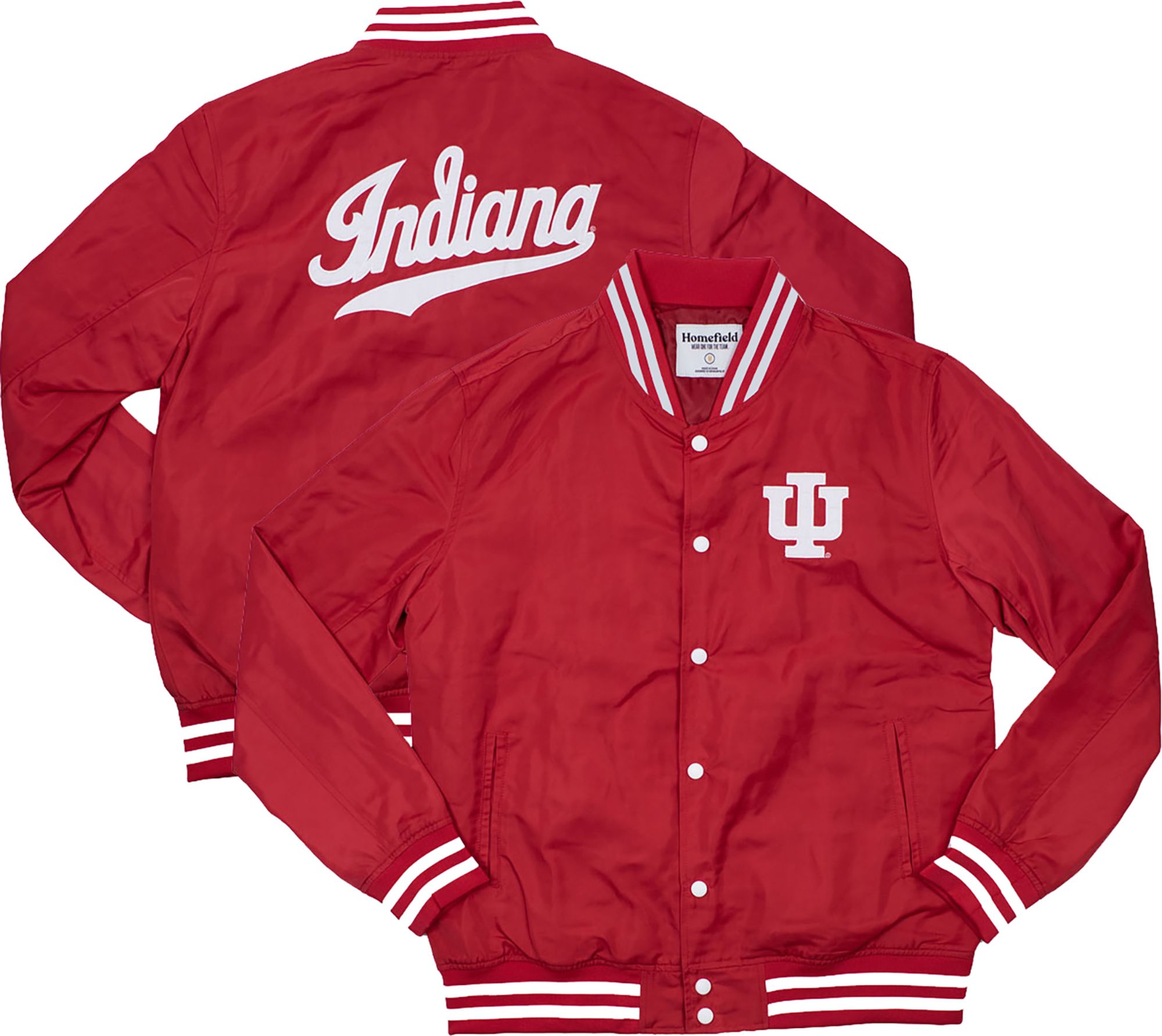 Homefield Men's Indiana Hoosiers Crimson Bomber Jacket, Large, Red