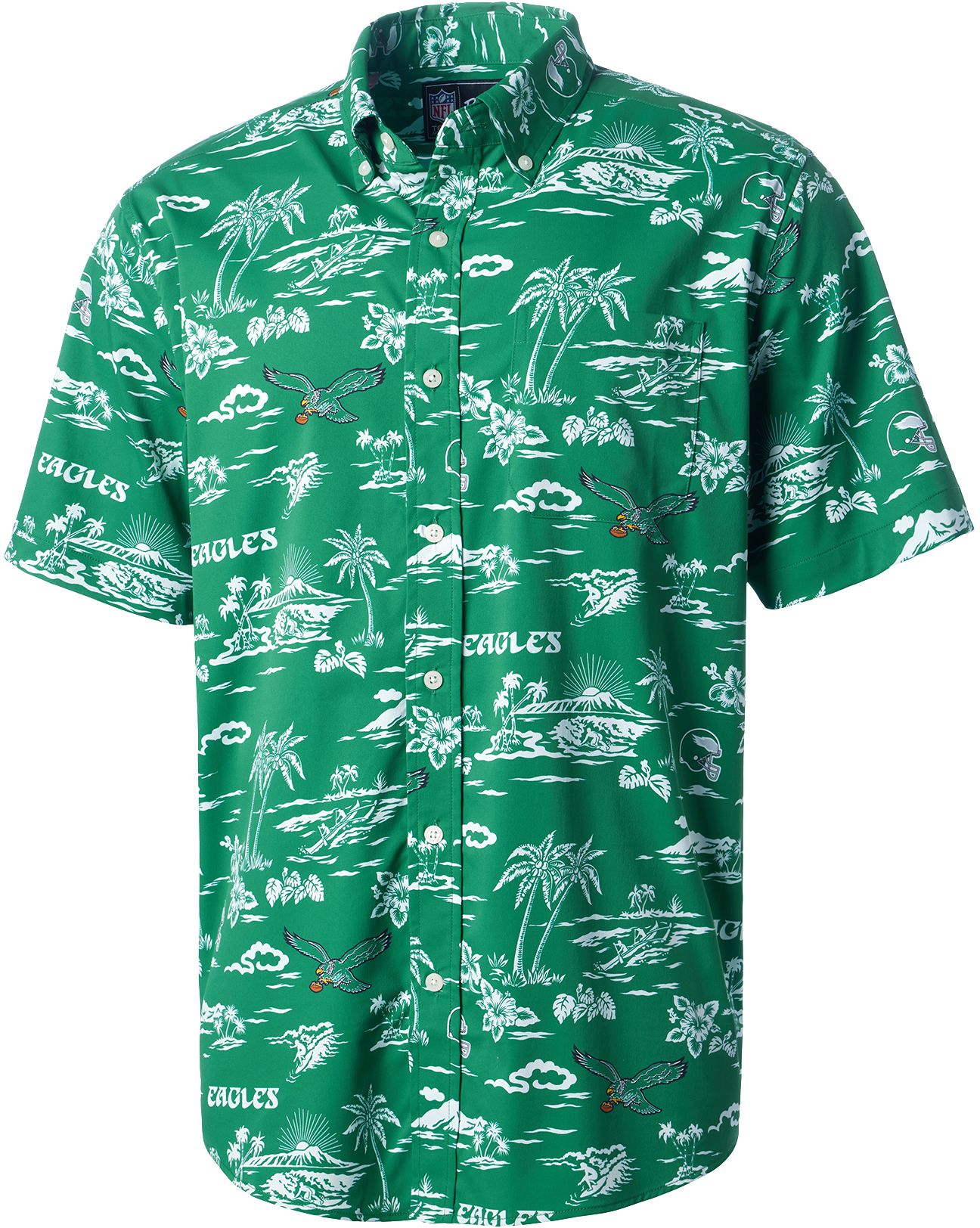 Reyn Spooner Men's Philadelphia Eagles Throwback Green Performance Button-Down Shirt