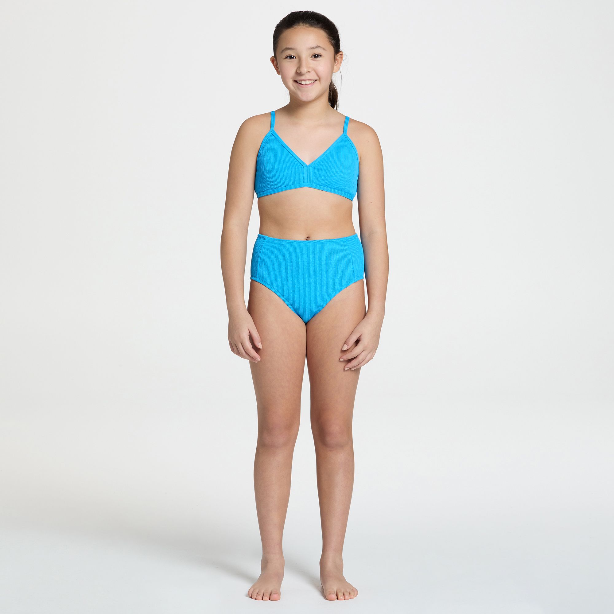 DSG Girls' High Waisted Bikini Swim Bottoms - Blue