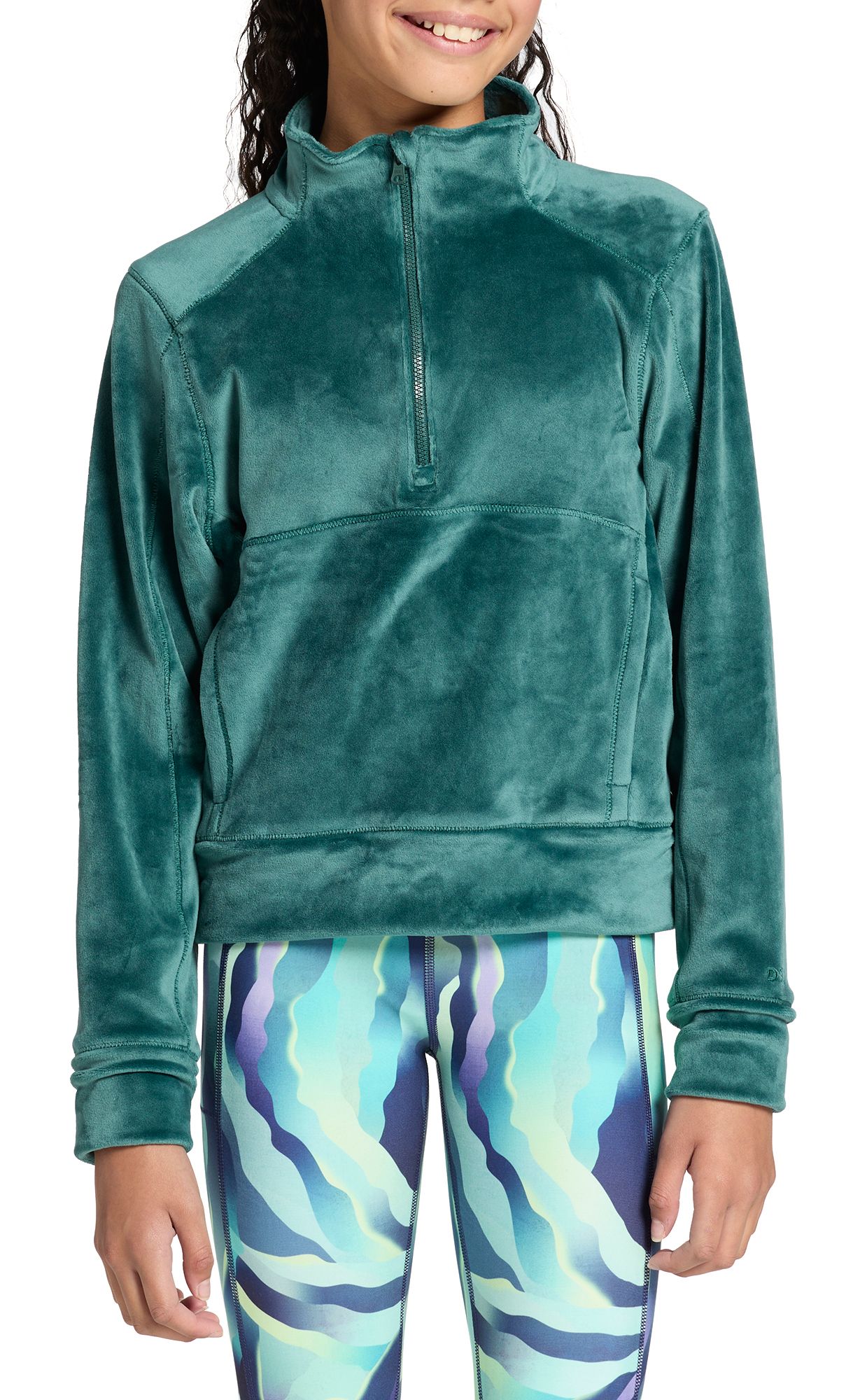 DSG Girls' Velour Fleece 1/2 Zip Pullover