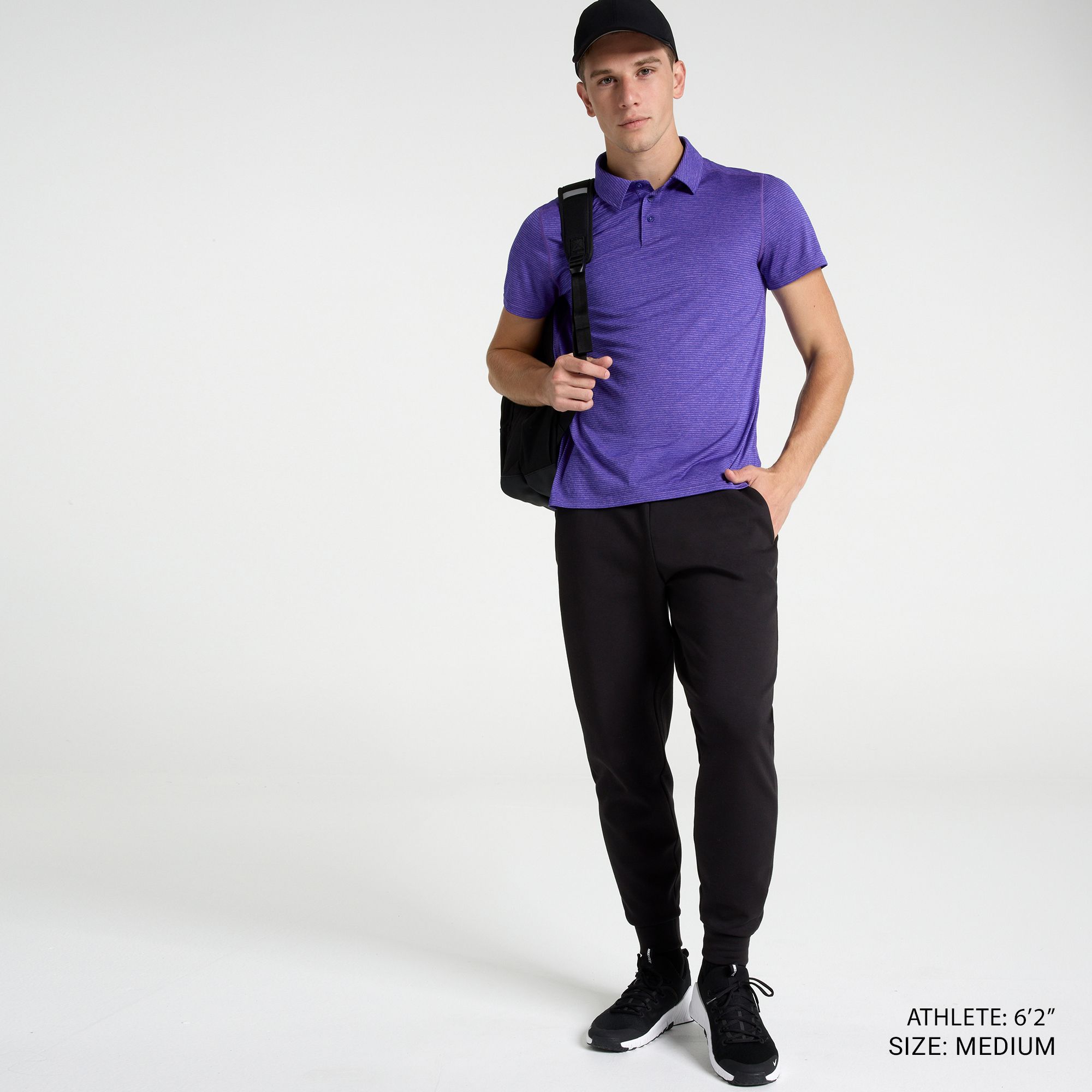 DSG Men's Movement Polo T-Shirt, Medium, Purple Night