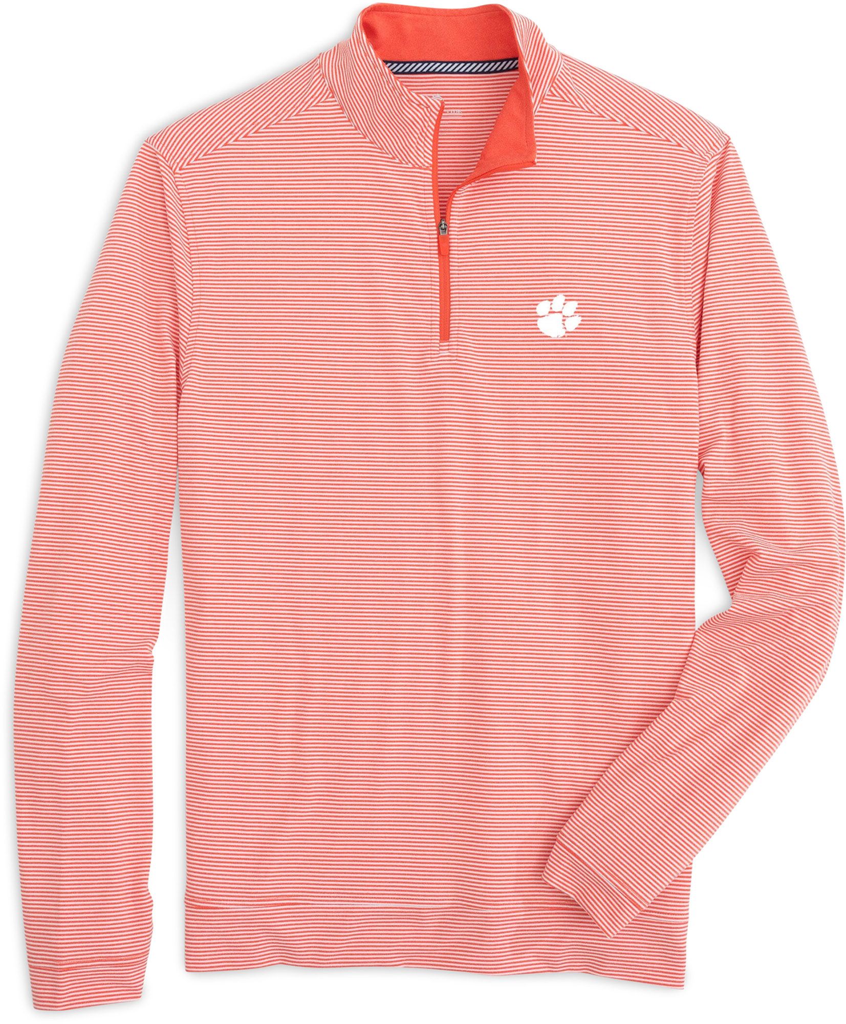 Southern Tide Men's Clemson Tigers Orange Cruiser Micro-Stripe Quarter-Zip Pullover Shirt