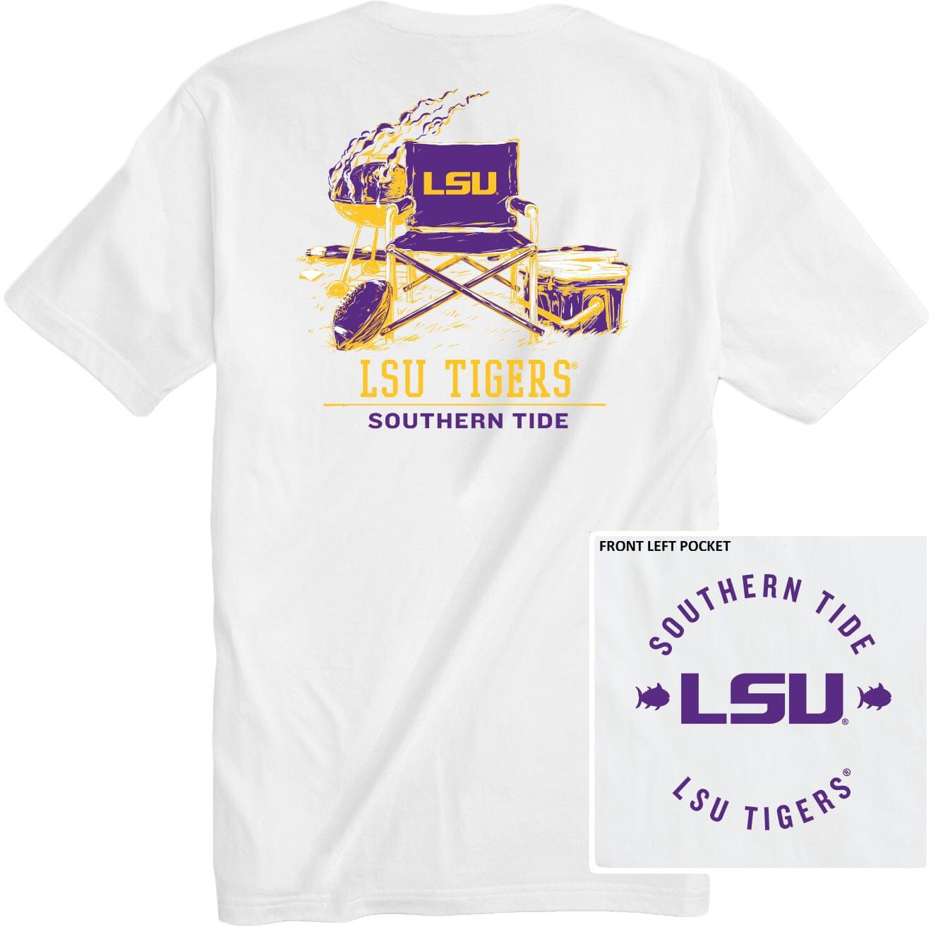 Southern Tide Men's LSU Tigers White Gameday BBQ Tailgate T-Shirt