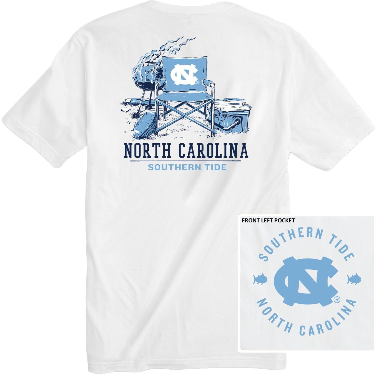 Southern Tide Men's North Carolina Tar Heels White Gameday BBQ Tailgate T-Shirt