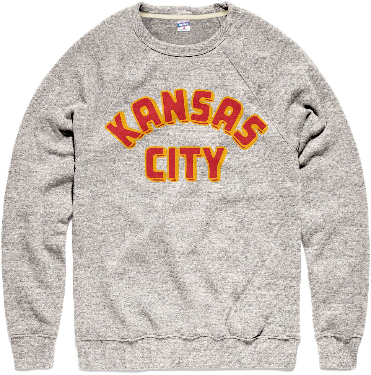 Charlie Hustle Adult Kansas City Script Grey Fleece Crewneck Sweater